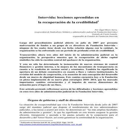 Intervida: lecciones aprendidas en la recuperación de la credibilidad | PDF