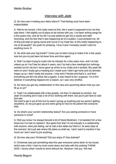 Double page spread article q&a | DOCX | Contemporary Hits/Pop/Top 40 ...