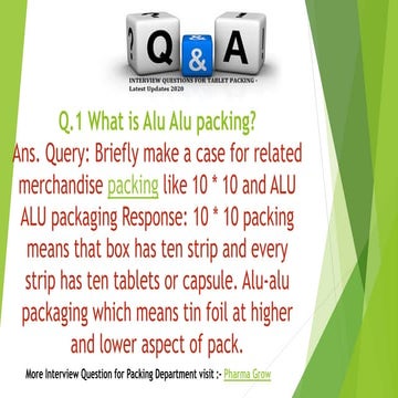 INTERVIEW QUESTIONS FOR TABLET PACKING – Latest Updates 2020 | PPTX