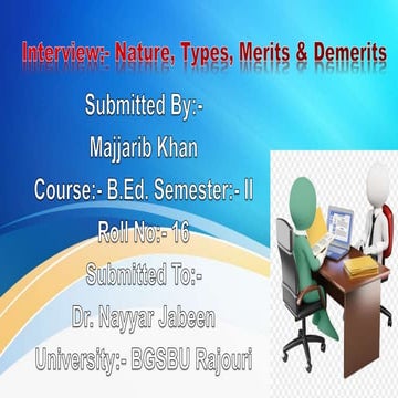 Interview, nature, types, merits & demerits