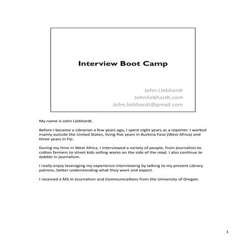 Interview Boot Camp