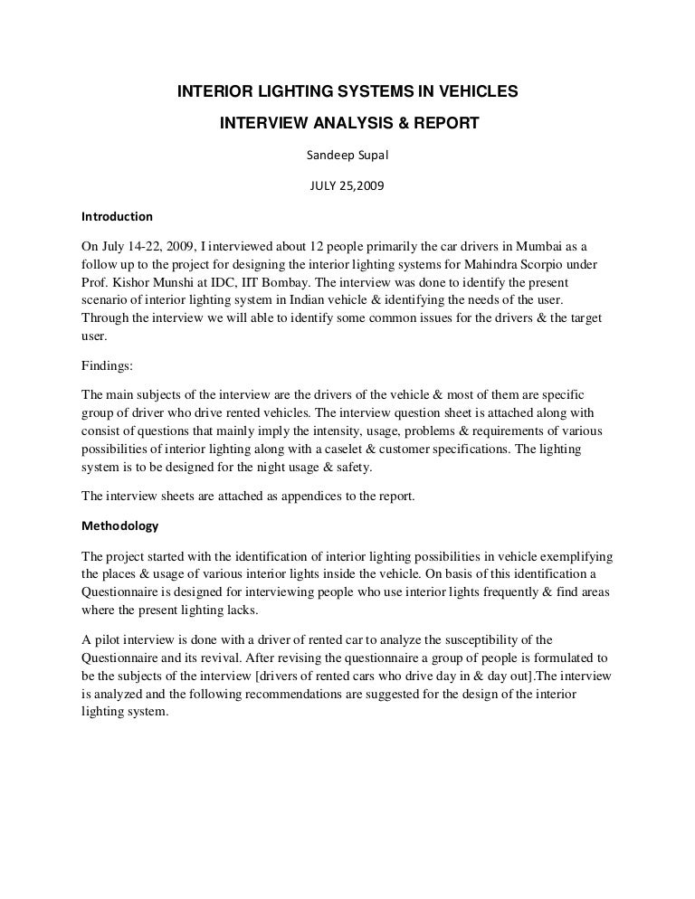 interview report assignment sample