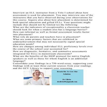 Interview an ELL instructor from a Title I school about how assessme.docx