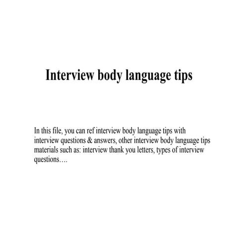 Interview body language tips