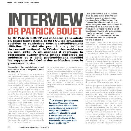 Interview Dr Patrick BOUET