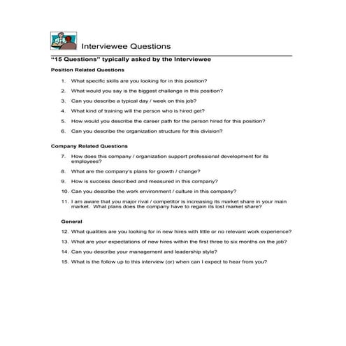 Interviewee Questions