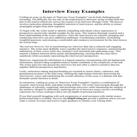 Interview Essay Examples. 003 Interview Essay Examples Free Example ...