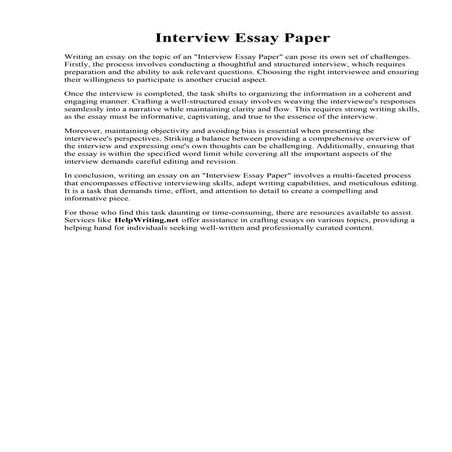 Interview Essay Paper. Job Interview Essay Telegraph | PDF
