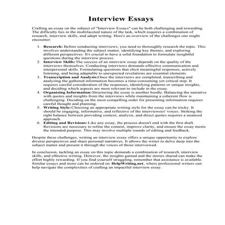 Interview Essays | PDF