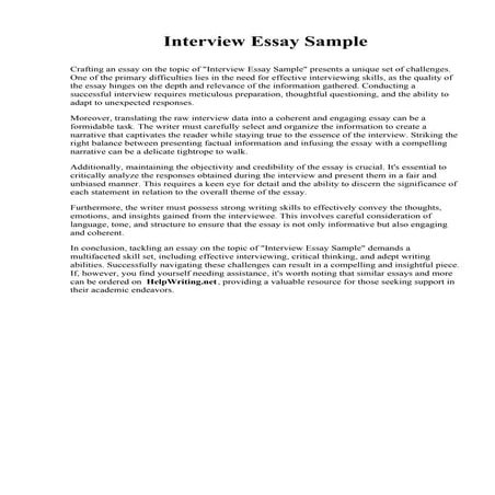 Interview Essay Sample.pdf | Screenwriting | Content Production