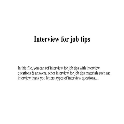 Interview for job tips