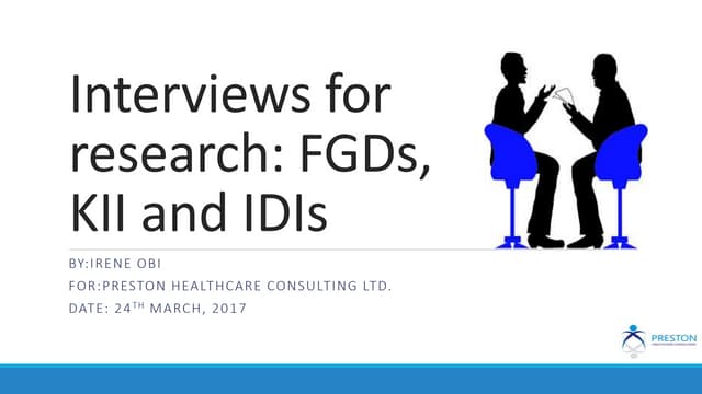 Interview for qualitative research  fg ds, kii and idis