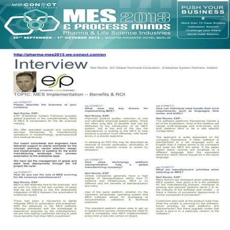 MES & Process Minds - Exclusive Speaker Interview - Neil Roche from ESP ...