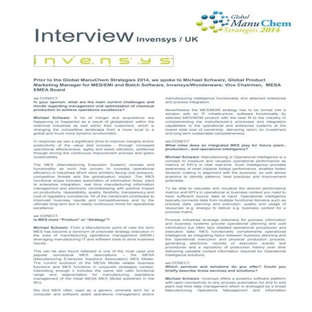 Interview with Michael Schwarz, Invensys / UK