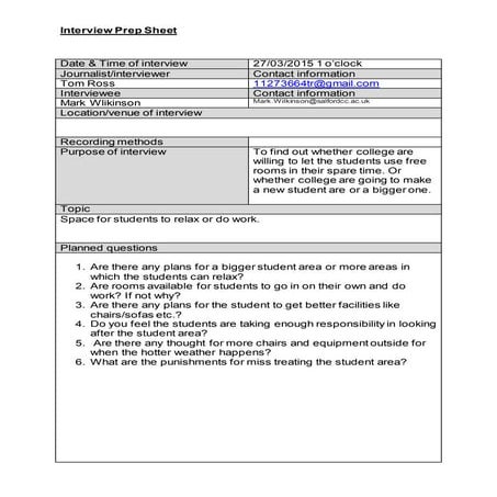 Interview prep sheett