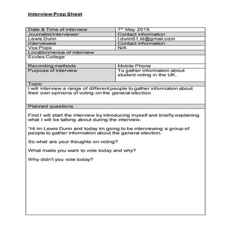 Interview prep sheet voting