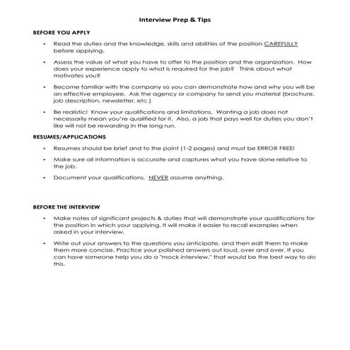 Interview Prep & Tips