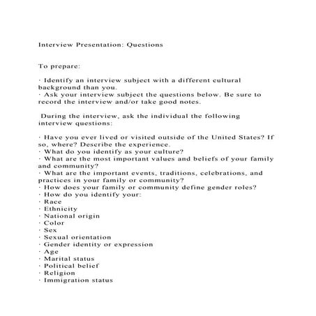 Interview Presentation QuestionsTo prepare         · I.docx