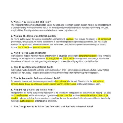 Most common questions about internal audit | PPSX