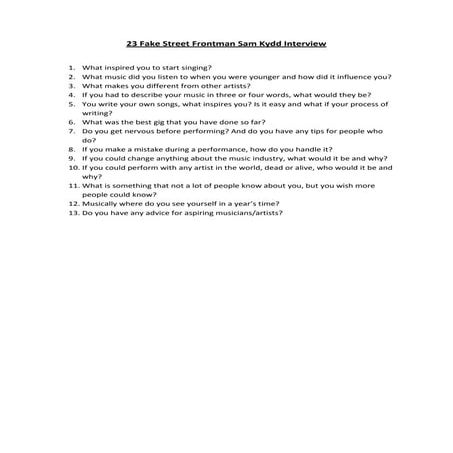 23 Fake Street Interview Questions | DOCX