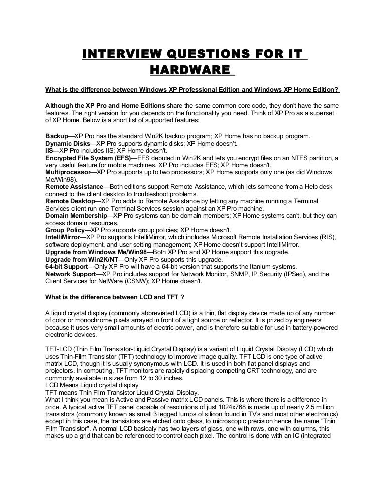 interview questions for desktop support