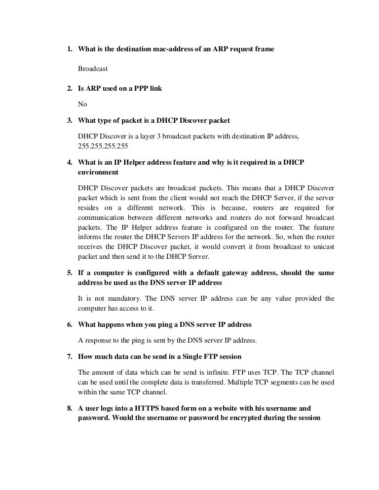 Networking interview questions