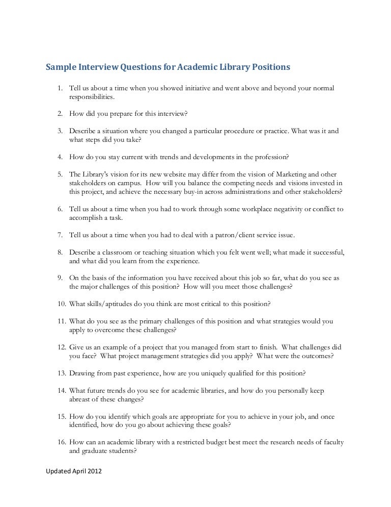 interview questions for librarians