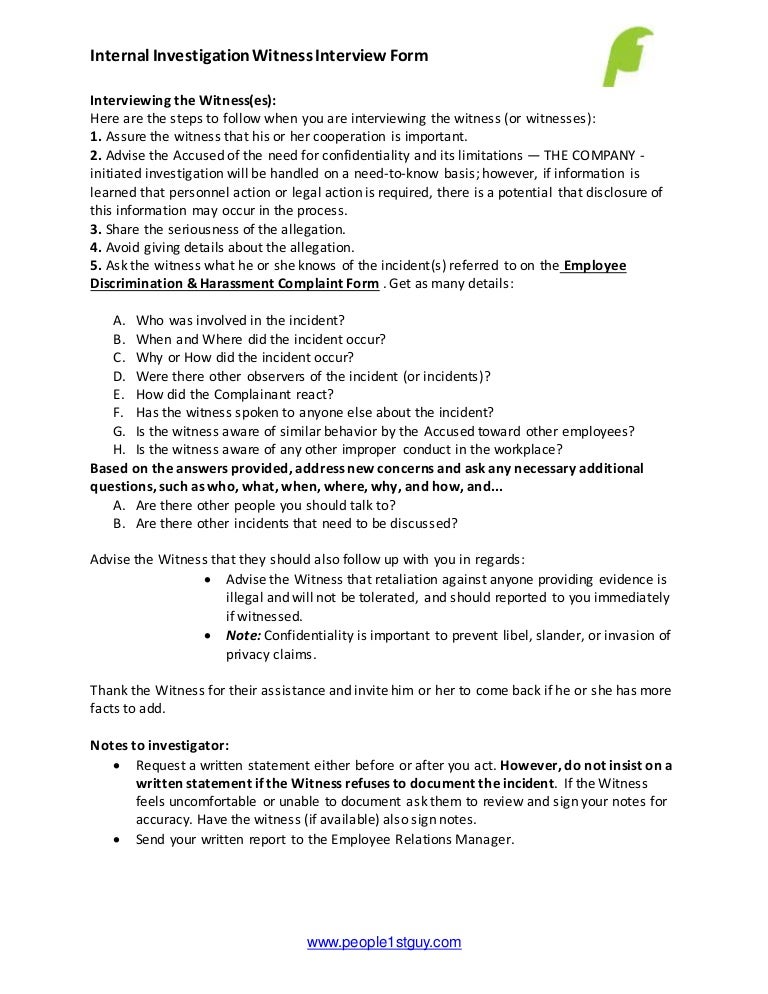 employee investigation witness interview