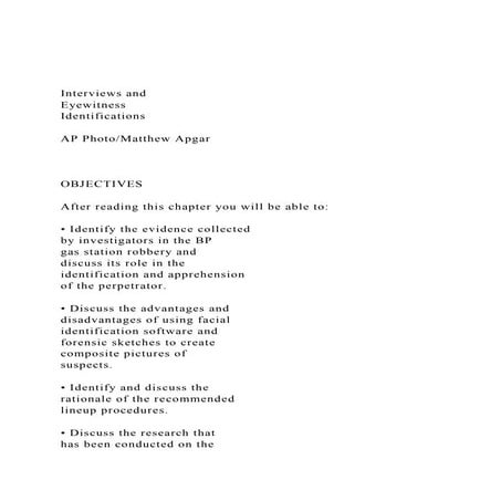 Interviews and Eyewitness Identifications AP PhotoMat.docx