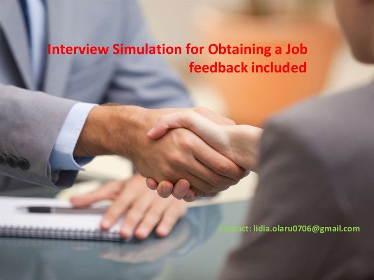 Interview simulation for obtaining a job