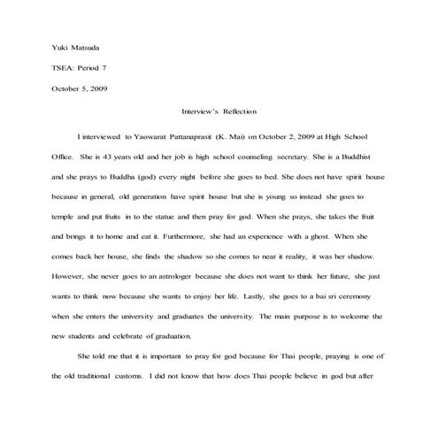 Interview's reflection