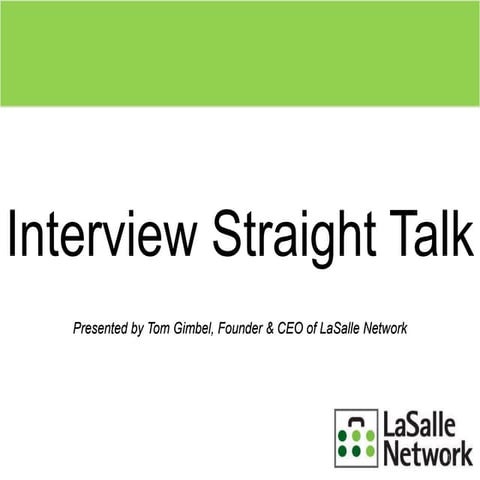 Interview Straight Talk | LaSalle Network Webinar