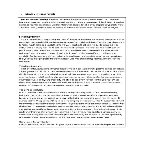 Interview styles and formats