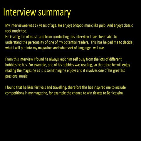 Interview summary