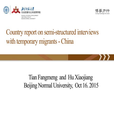 Country report on semi-structured interviews with temporary migrants - China