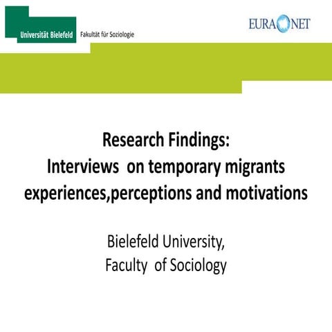 Country report on semi-structured interviews with temporary migrants - Germany