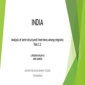 Country report on semi-structured interviews with temporary migrants - India