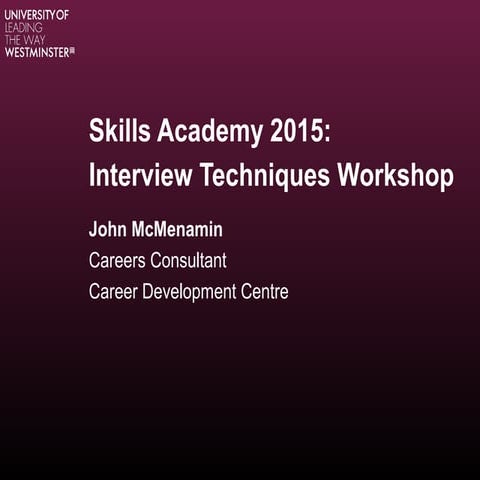 Interview techniques workshop 2015