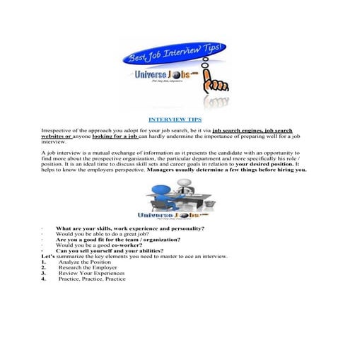 Interview tips - Universejobs