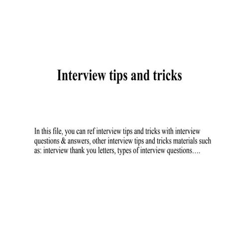Interview tips and tricks