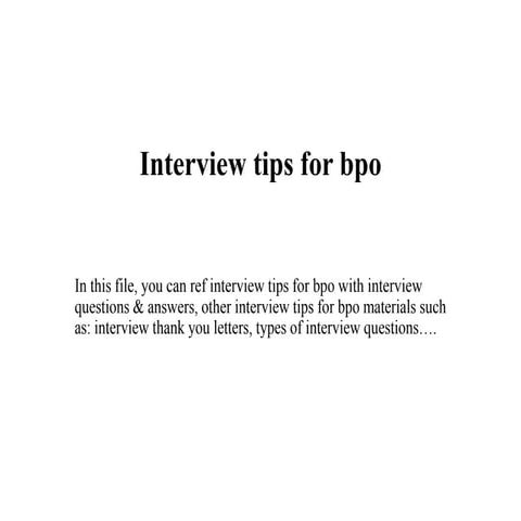 Interview tips for bpo