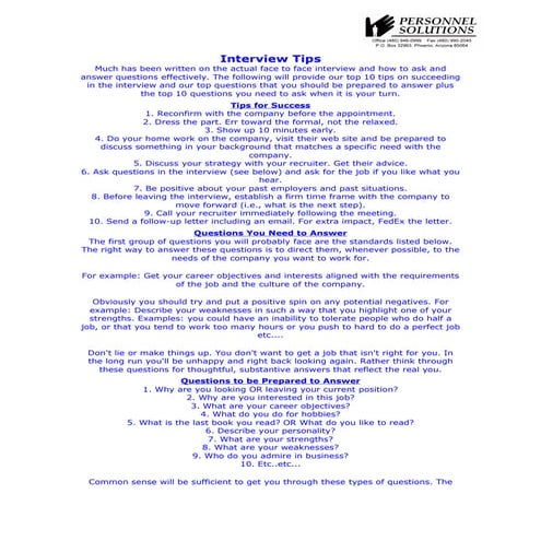 Interview Tips For Candidates