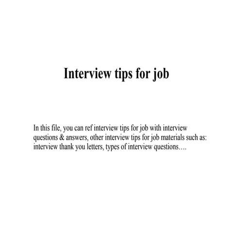Interview tips for job