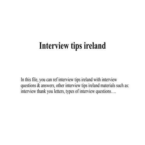 Interview tips ireland
