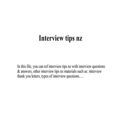Interview tips nz