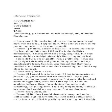 Sample of a job interview | DOC