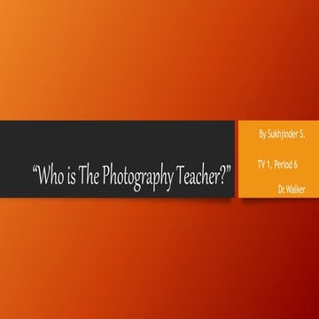 S. Interview with a Photography Teacher