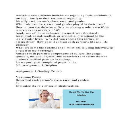 Interview two different individuals regarding their positions in soc.docx