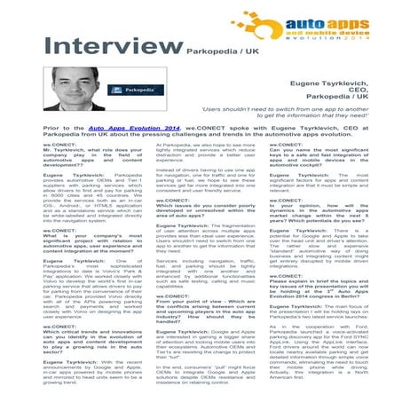 Interview with parkopedia