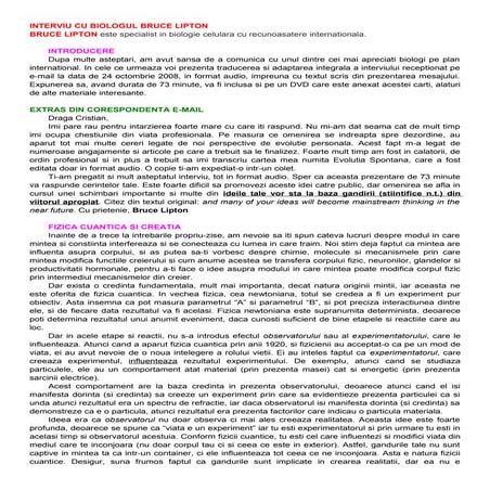Interviu cu biologul bruce lipton